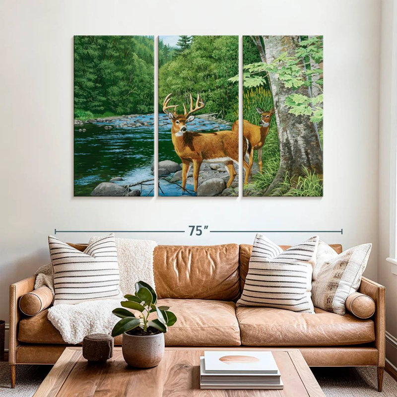 Brampt Streamside White Tail Deer, 42" H x 65" W