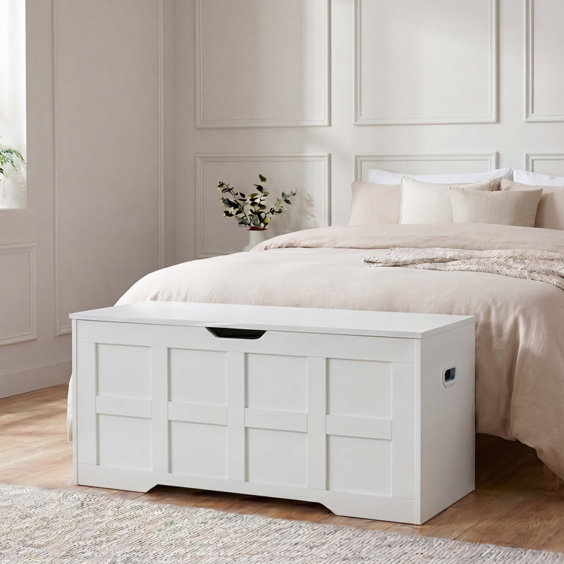 Large Storage Ottoman Bench Modern Storage Chest with Lift-Up Lid for Bedroom Living Room & Hallway , White