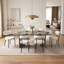 Table de salle à manger rectangulaire en bois Alyria de 63 po avec 6 chaises de salle à manger en cuir bouclé Sherpa-1463912048-1463912072-1463912073