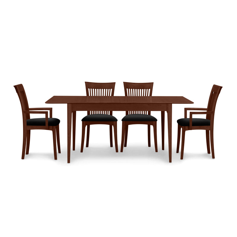 Sarah 4 - Person Solid Wood Top Four Leg Dining Set, Cognac Cherry, 30" H x 78" W x 40" D, Onyx Microsuede