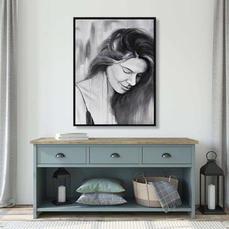 Portrait de femme souriante sur toile