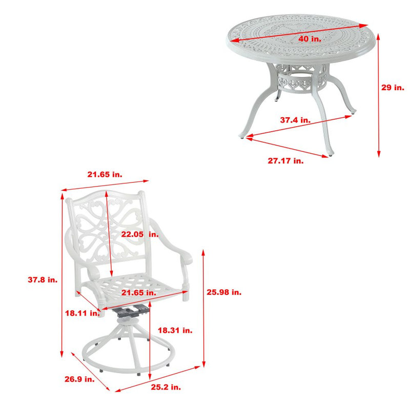 Miller 4 - Person Patio Dining Set Umbrella Hole Included Round Table, White