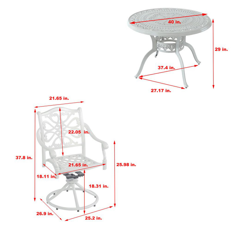 Miller 4 - Person Patio Dining Set with Round Table, White