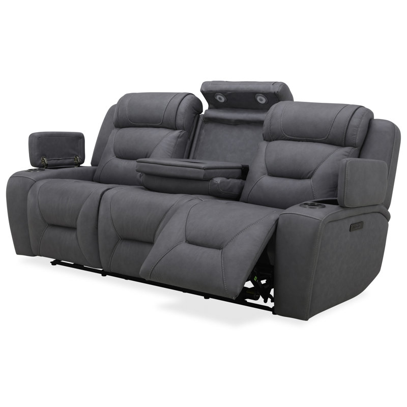 Ensemble de canapé, causeuse et fauteuil inclinable avec haut-parleurs Bluetooth Kerven, Gris