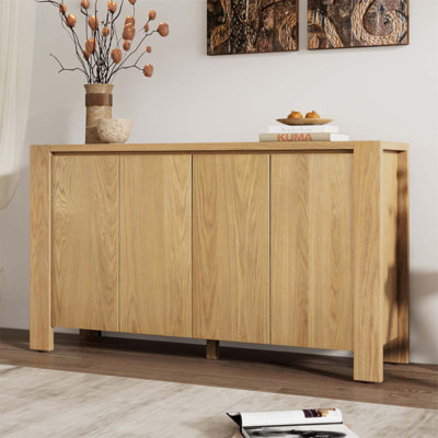 Rustic 4-Door Buffet Cabinet With Adjustable Shelves And Distressed Finish For Versatile Storage And Elegant Design