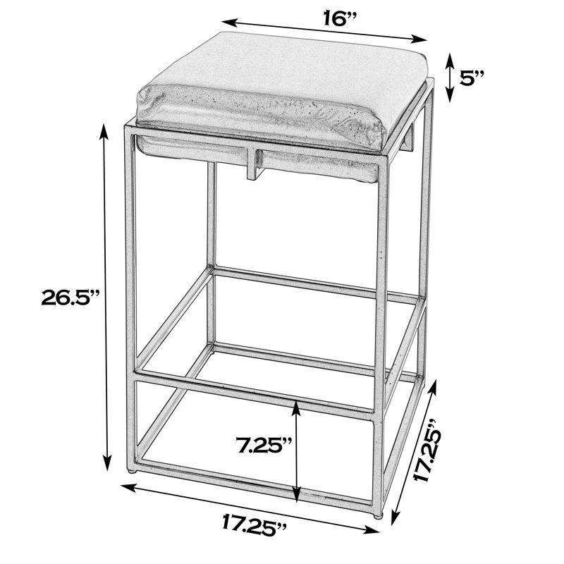 Eldridge Leather and Iron Backless Height Stool with Footrest, Bar Stool (31" Seat Height)