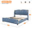 Structure de lit grand format à oreilles avec design ondulé, revêtue de cuir souple, taille moderne peu encombrante, sommeil tranquille-129957320