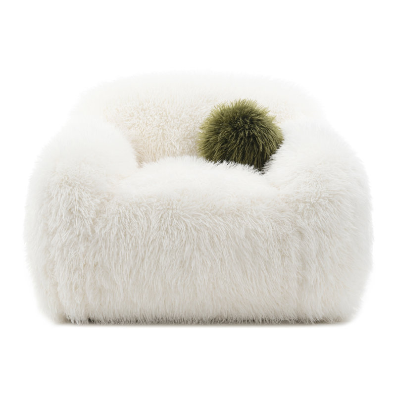 Chaise pivotante à 360 degrés Leann avec coussin boule, Blanc