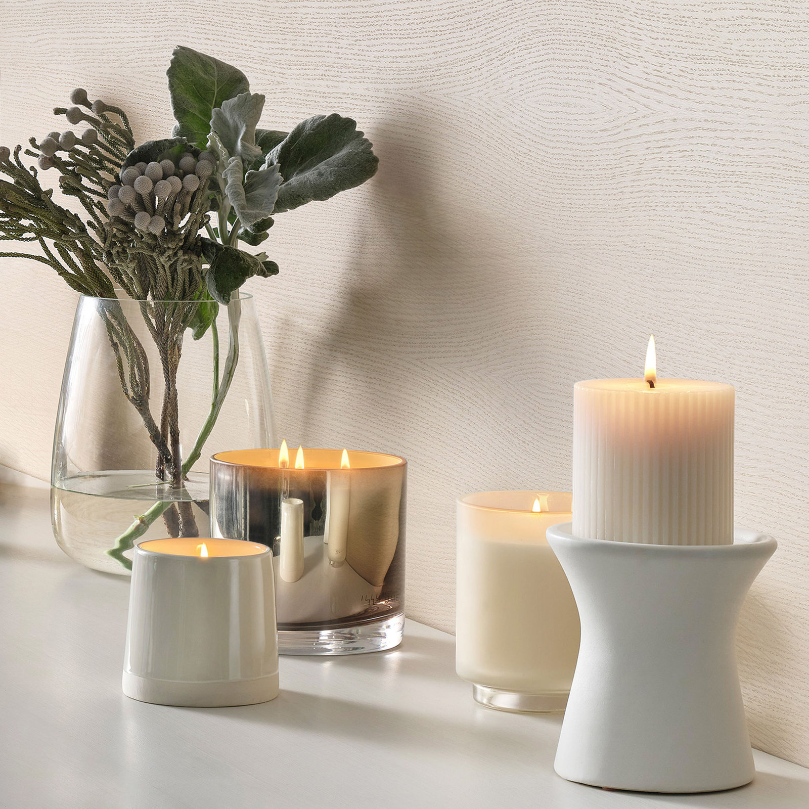 Noble Holiday Winter White Candle, Small Radiant Glass