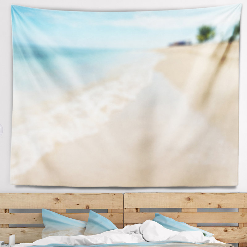 Tapisserie de plage d’ondulations tropical island seascape, H 32 po x l 39 po