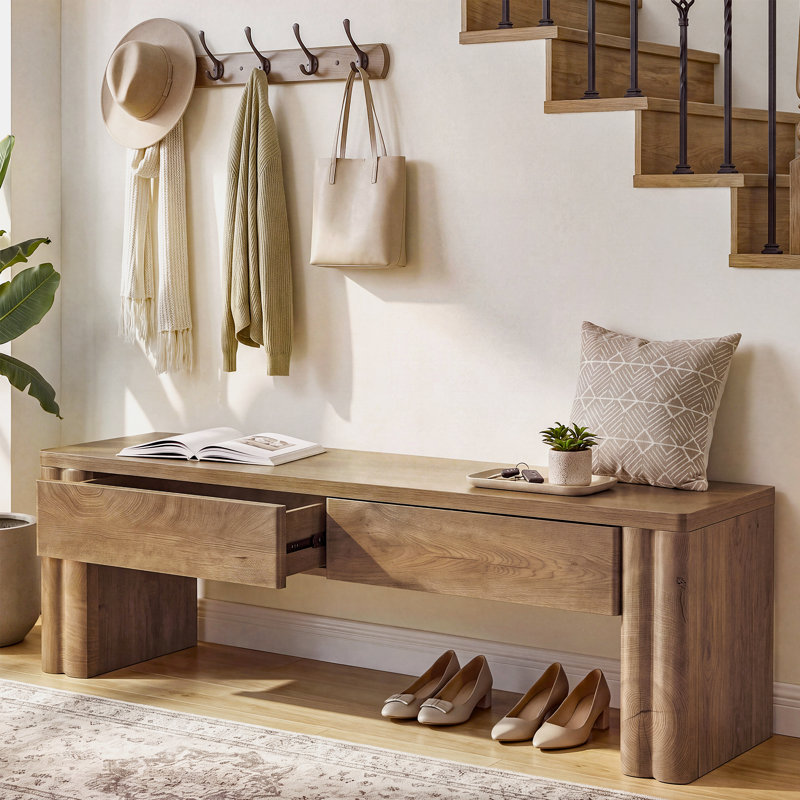 55" Entryway Bench with 2 Storage Drawers