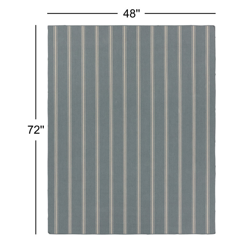 Striped Area Rug in Gray/Beige, Rectangle 4' x 6'