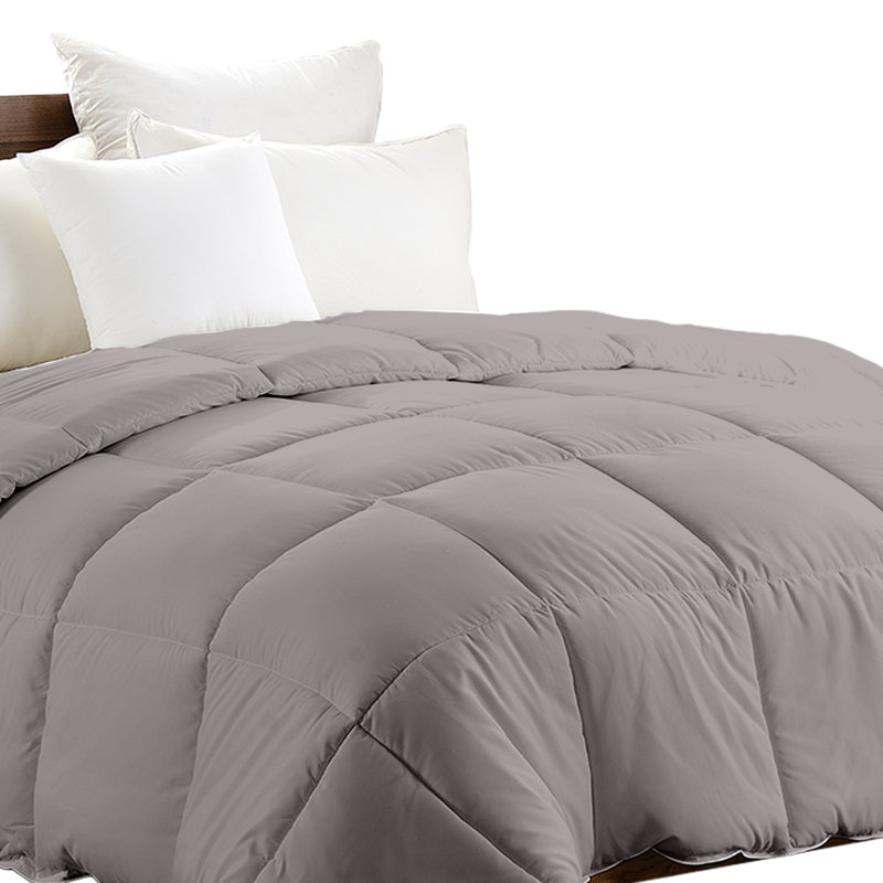 Édredon en duvet synthétique hypoallergénique toutes saisons, gris, Édredon grand