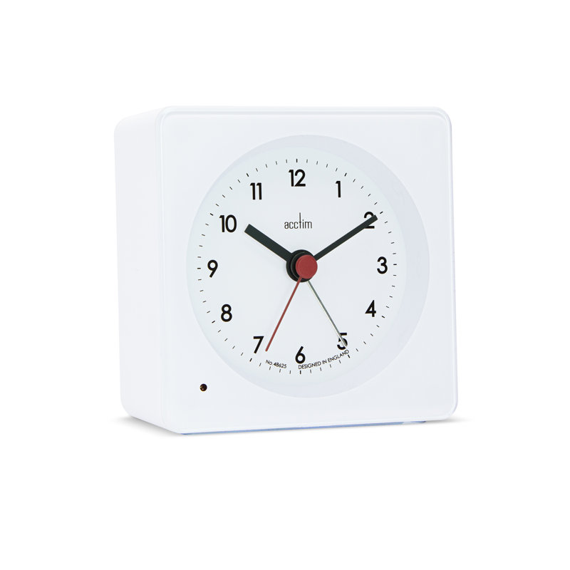 Acctim Barber Analogue Alarm Clock Smartlite® Crescendo Easy Set Alarm, White