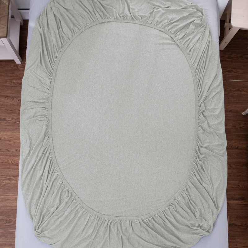 Jersey Knit Fitted Sheet, Silver, Single (3')