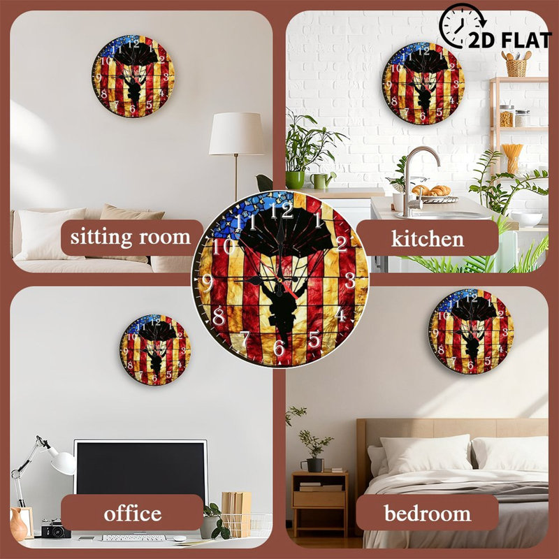 Horloge murale en bois 10 po, mouvement silencieux, à piles (piles AA non incluses), décor artistique, parfait pour les décorations