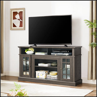 Classic TV Media Stand with Open and Closed Storage, Modern Entertainment Console for TVs up to 65 Inches, 58.25W x 15.75D x 32H