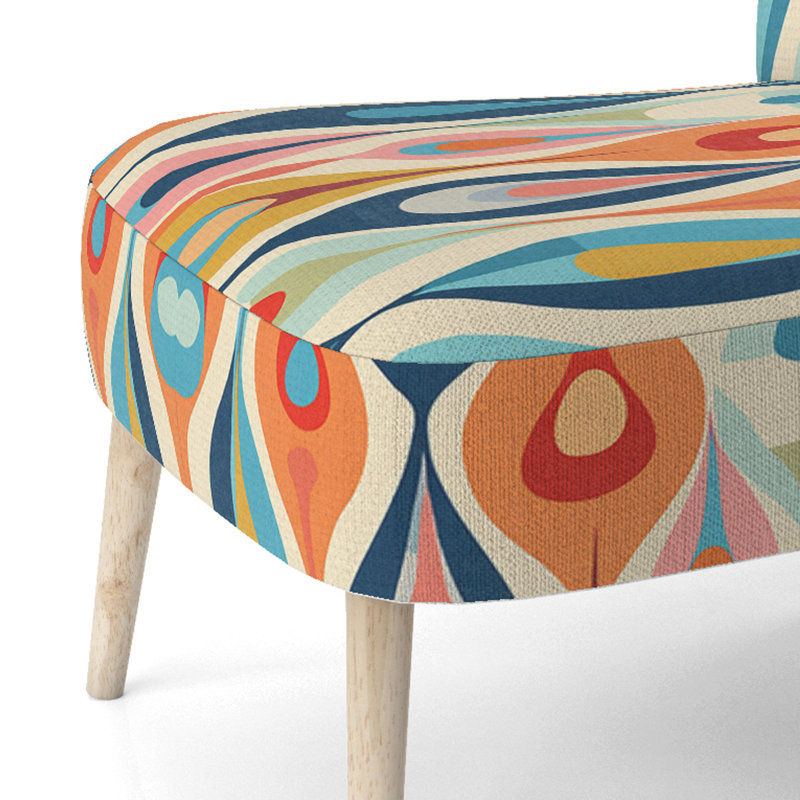 Chaise d'appoint rembourrée Retro Abstract Drops, Bleu / Orange