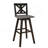 Pub Height Chairs Set Of 2, Distressed Gray And Black 360-Degree Swivel Chair Solid Rubberwood Furniture, X-Back Bar Chairs-1969322824