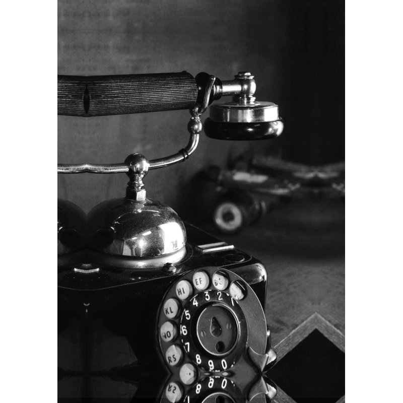 Black and White Telephone Small - Photograph Print, Wrapped Canvas, 91cm H x 61cm W