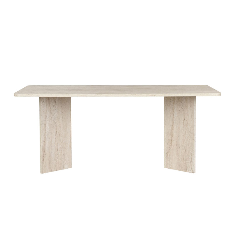 Elegant Modern Dining Table, Travertine Color, 70 lbs Capacity | 100% Melamine Coated Particle Board, Dimensions: 70.9 x 29.5 x 35.4 inches | Stylish Solid Beige Marble Design for Contemporary Homes & Dining Rooms
