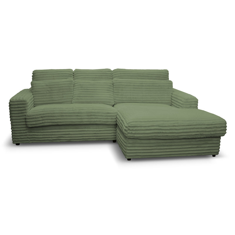 Nicodem 3 Seater Corner Sofa , Right facing, Green
