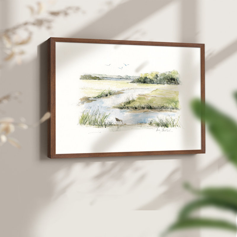 Early Morning II -Framed Print - Restickable, H 22 po x l 28 po, Noyer