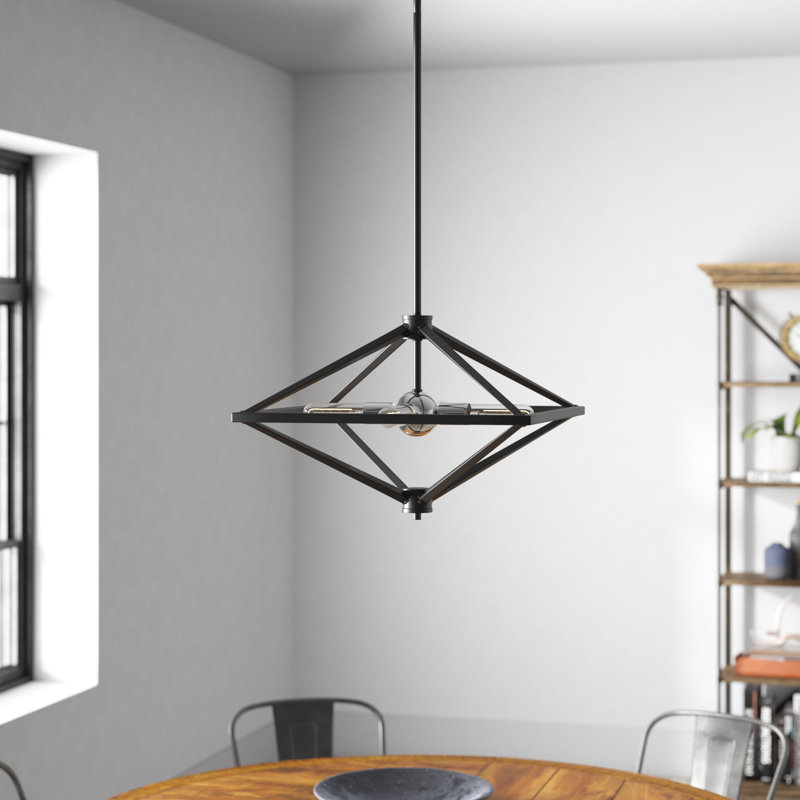 Lustre géométrique unique à 4 lumières Palmerii, H 12,63 po x l 19 po x P 19 po