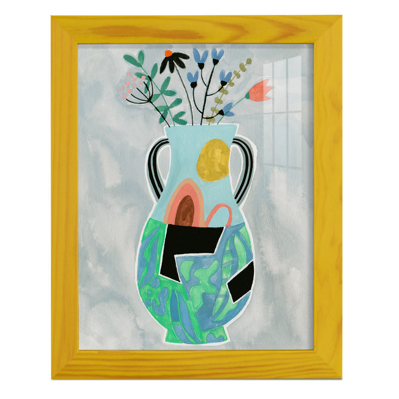 «Geesey Collage Vase I», encadré sur papier, H 11 po x l 9 po x P 1 po, Jaune