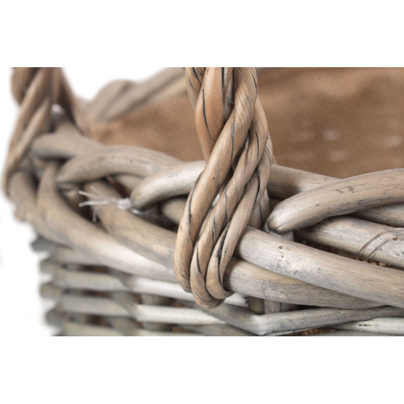 Wicker Lined Log Storage Basket, 36cm H x 36cm W x 36cm D