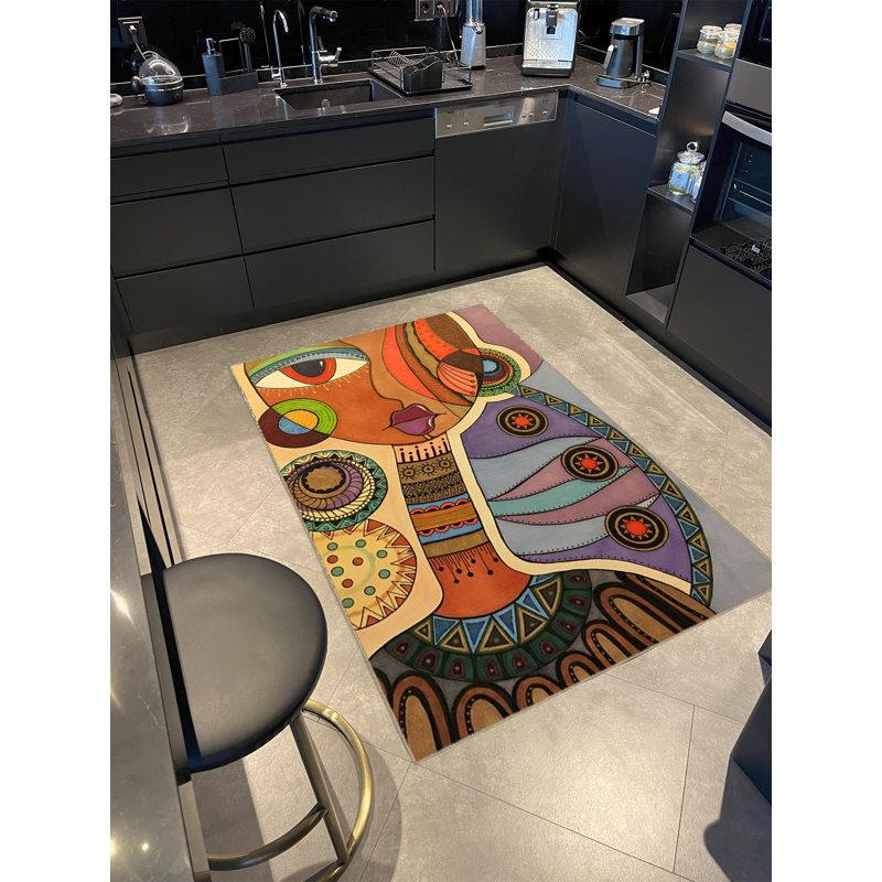 Tapis décoratif rétro multicolore, Rectangle 3 pi 9,81 po x 4 pi 11,06 po