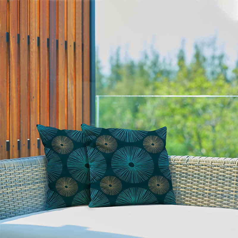 Indoor / Outdoor Ikat Navy Square Cushion Cover, 61cm x 61cm