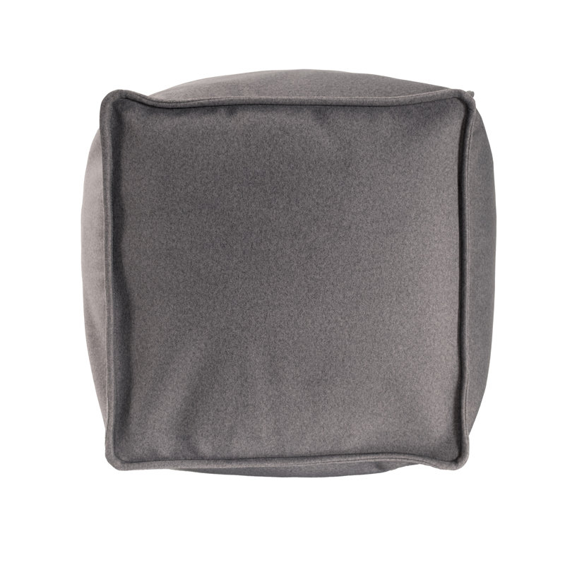 Qiviut Gray Square Pouf, Gray 