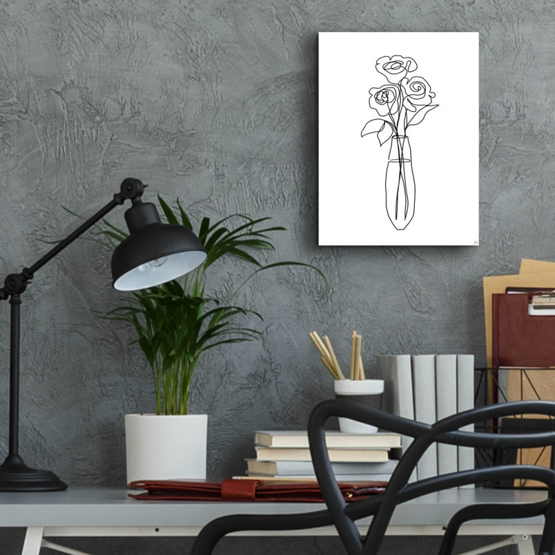 Floral Bunch 3 par Line and Brush - impression de dessin sans cadre, H 16 po x l 12 po x P 0,13 po