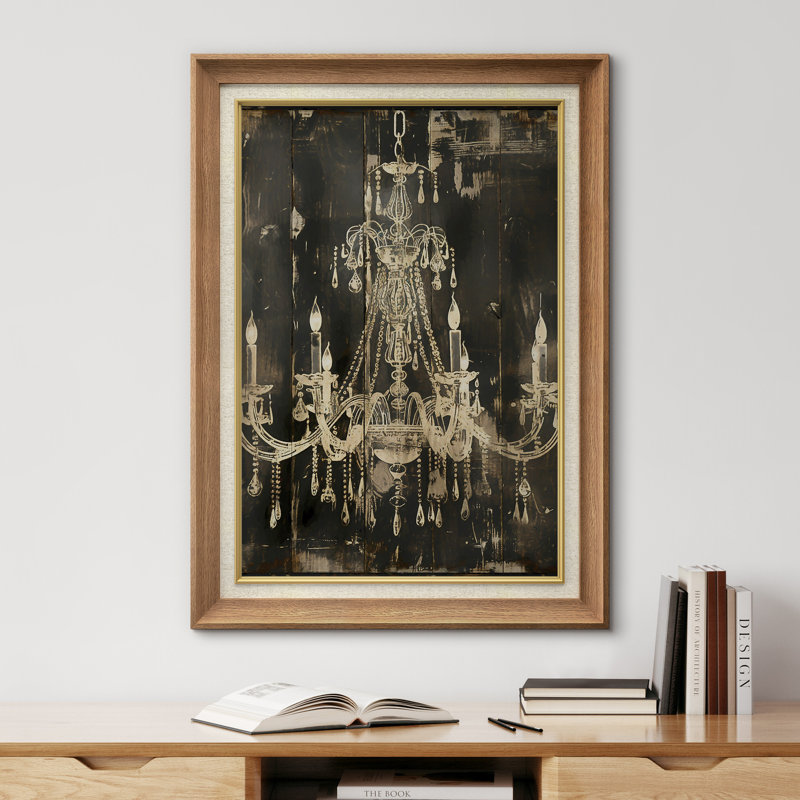 Lustre en cristal rétro, impression sur papier encadrée, H 36 po x l 26 po x P 1,5 po, Cadre naturel de qualité supérieure