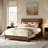 Full Bed Frame With Headboard, Mid Century Modern Fluted Platform Bed, Boho Wooden Bed Base No Box Spring Needed-1785705771-1785705783