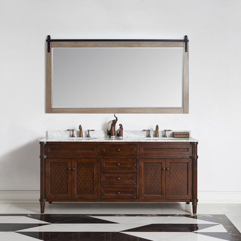 Miroir de salle de bain mural Karamfila, 39,4 po x 72 po, Gris classique