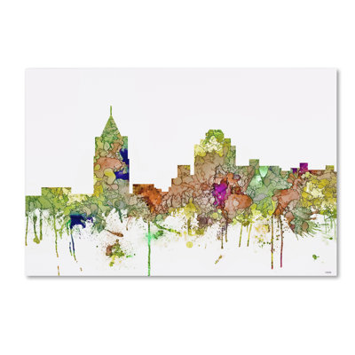 Virginia Beach Skyline SG Faded Glory' Graphic Art Print on Wrapped Canvas -  Trademark Fine Art, MW00558-C1624GG