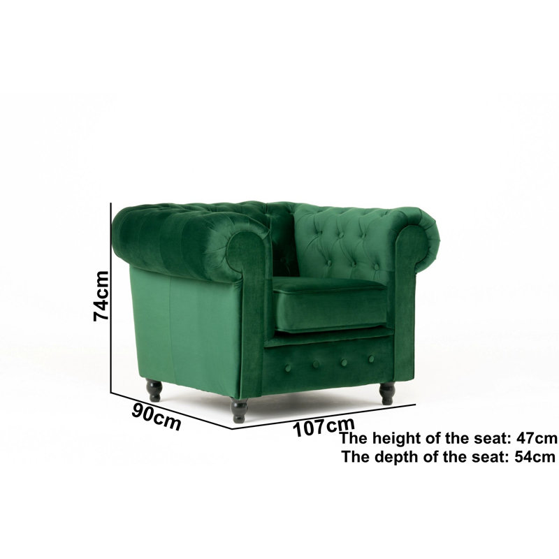 Frances Velvet Chesterfield Chair, Green