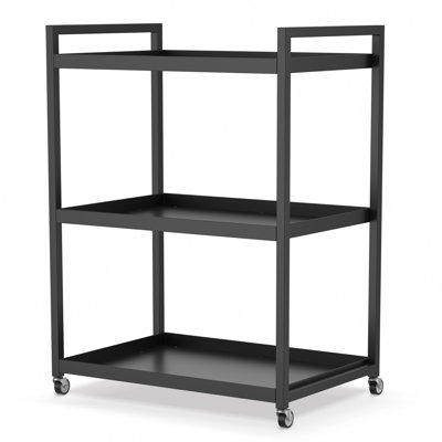 3-Tier Utility Cart With Locking Wheels Outdoor Rolling Metal Storage Organizer For Kitchen And Bathroom