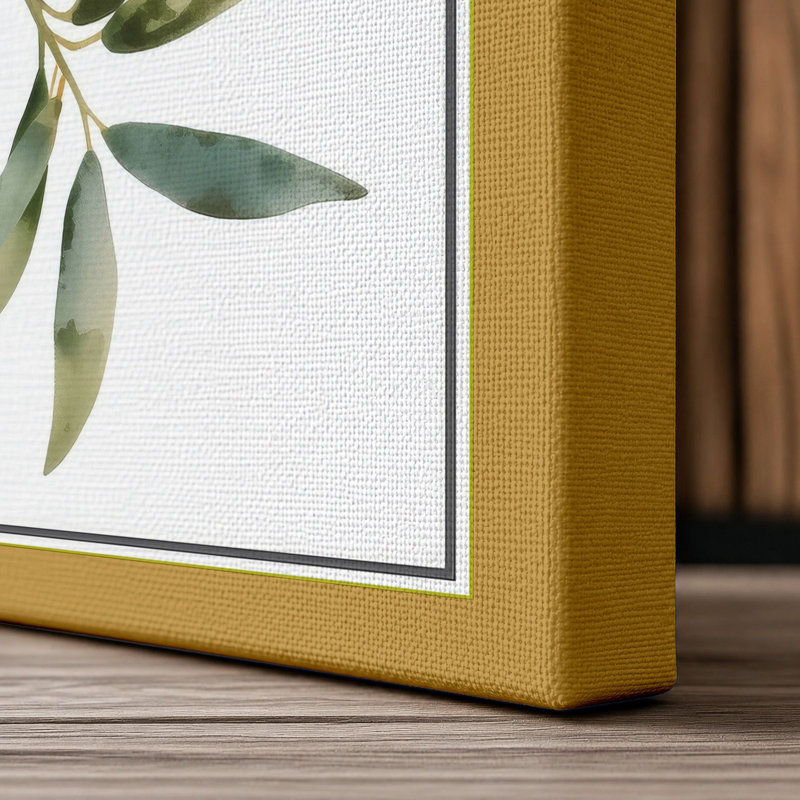 Olive Branch Botanical - Wrapped Canvas, 18x12 - 45.7 x 30.5 cm, Ochre Border