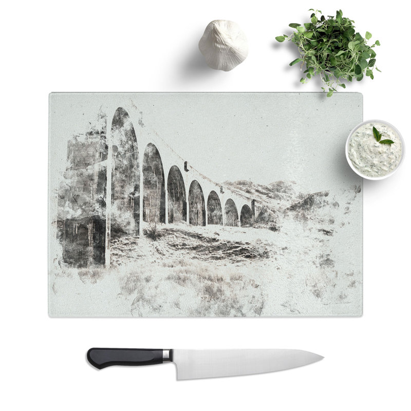 Tempered Glass Glenfinnan Viaduct in Scotland Chopping Board, 28.5 cm x 39 cm