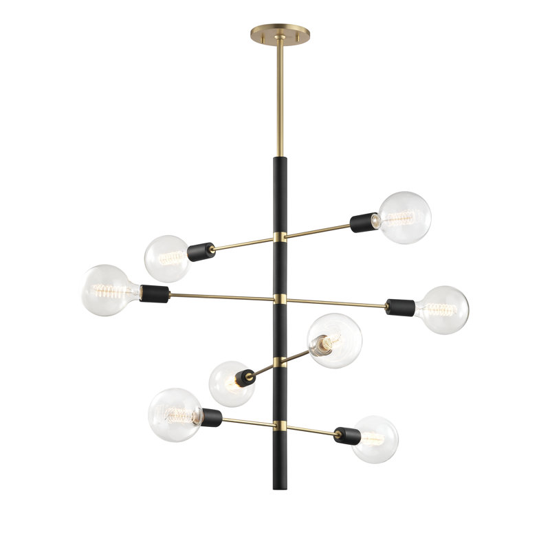 Christopher 8 - Light Sputnik Modern Linear Chandelier, Aged Brass