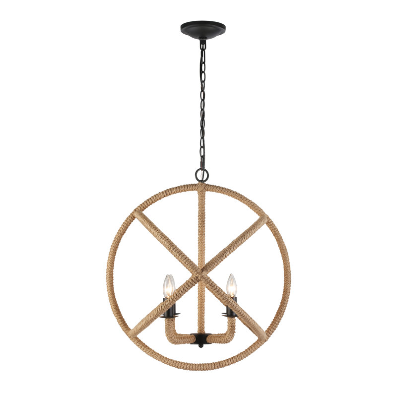 Marina 4-Light Chandelier in Natural White, Black