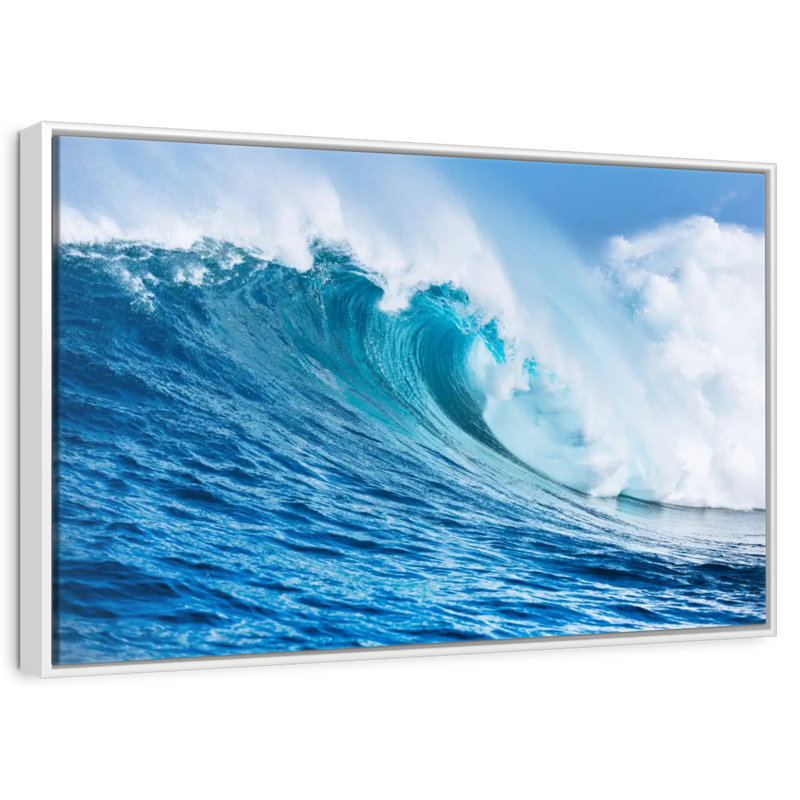 Grande vague, Cadre flottant blanc, 31 po x 21 po