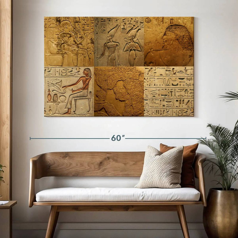 Collage de hiéroglyphes égyptiens Keiri, H 34 po x l 51 po