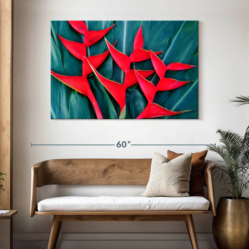 Harnek Bright Red Heliconia, 32" H x 48" W