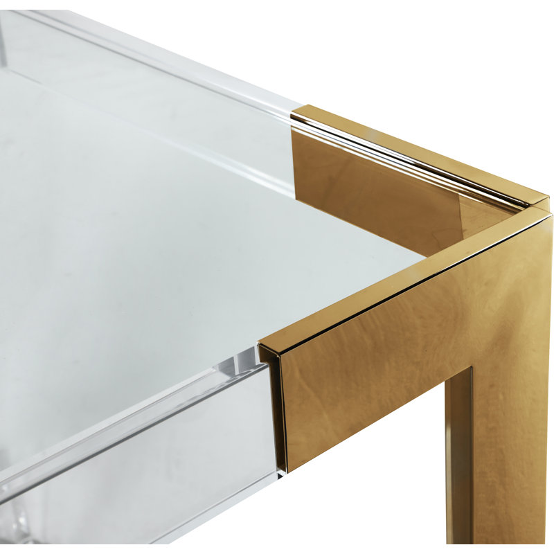 Stoll Glass Top Dining Table, Gold 
