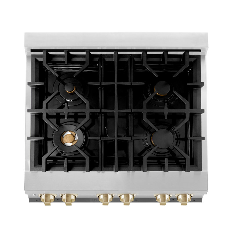 ZLINE Autograph 30" Legacy Dual Fuel Range w/ 4 Burners, Polished Gold