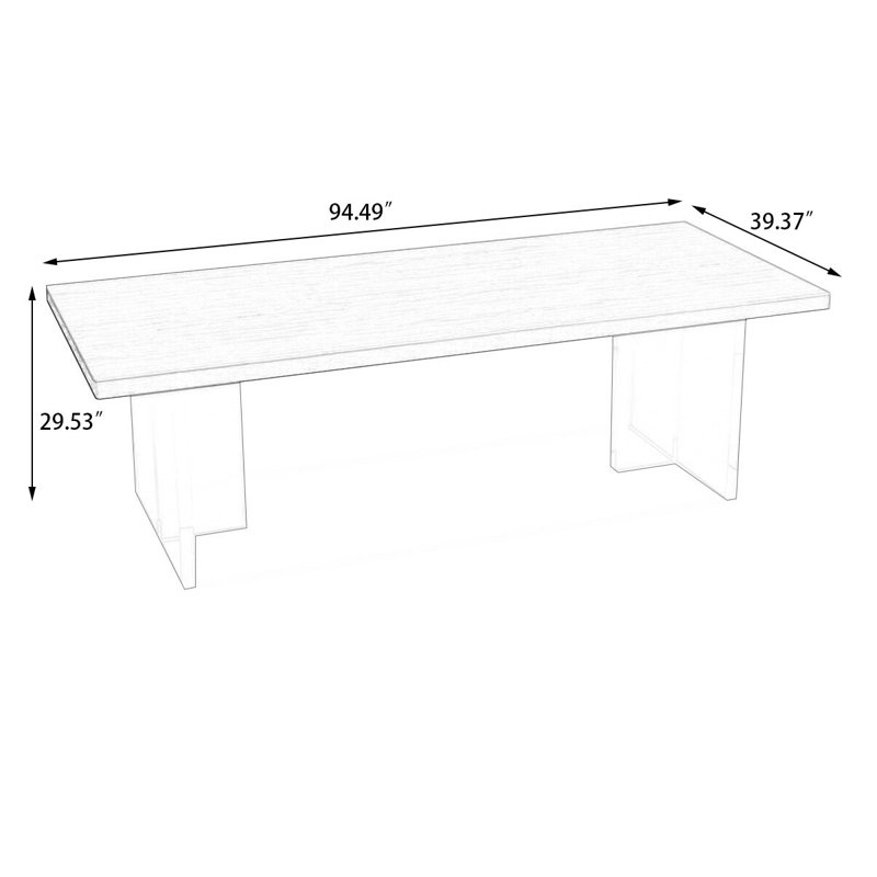Bureau rectangulaire en bois massif noyer, H 29,53 po x l 94,49 po x P 39,37 po